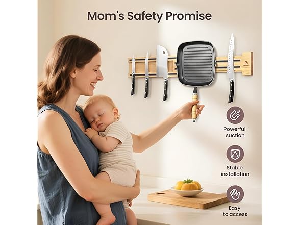 Wooden Magnetic Knife Holder for Wall