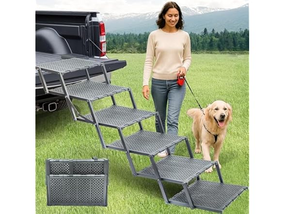 LIALEX W2204 Plastic 6 steps dog ramp for car