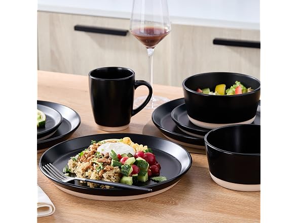 Stone Lain Jules 16Pc Dish Set, Black
