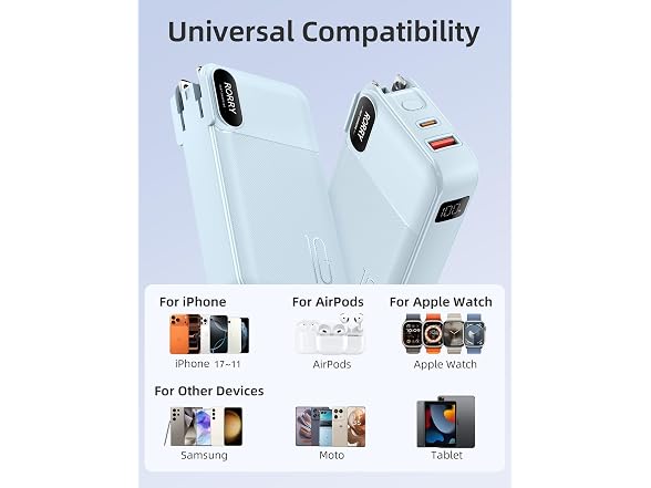 RORRY 10000mAh Power Bank w/ Wall Plug 22.5W
