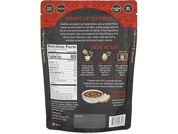 Mina, Harira Moroccan Chickpea & Lentil Soup, 10 oz