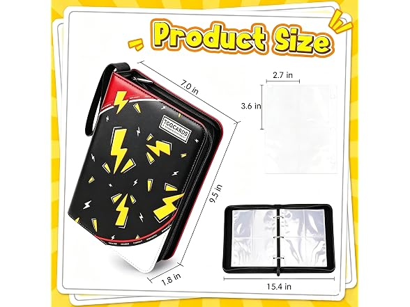 PXLZLCV 4 Pocket Trading Card Binder 400 Pockets
