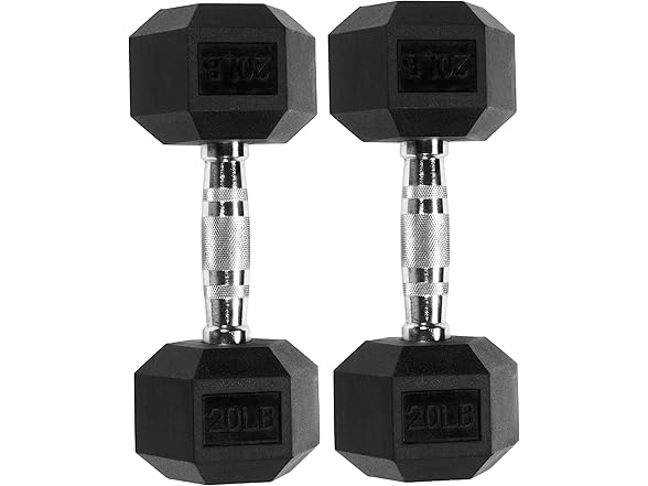 20lbs Pair Hex Dumbbells Rubber Coated Hand Weights