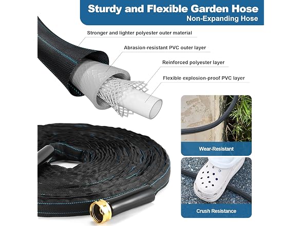 CXEZSIK 50ft Lightweight Garden Hose