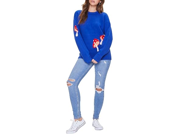 Forever 21 (S) Mushroom Ribbed-Trim Sweater