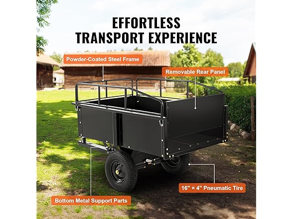 VEVOR Heavy Duty ATV Trailer Steel Dump Cart