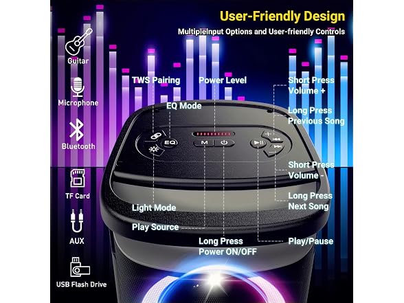 QxbJoy 160W Portable Bluetooth Speaker