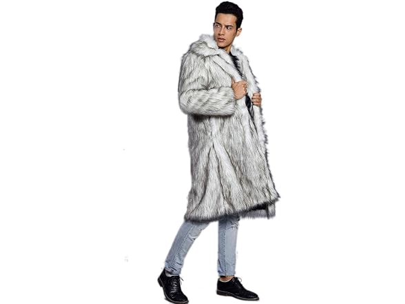 Old DIrd Men (M) Long Sleeve Fluffy Faux Fur Coat