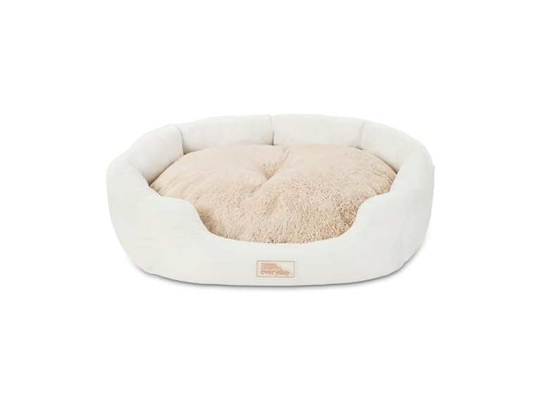 TOWN & COUNTRY EVERYDAY CuddleTown Faux Linen Comfy Cozy Cuddler Pet Bed, Supportive & Calming, Non-Slip Bottom, Machine Washable Cover, Cream, Small 22"x20"x7"