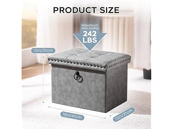 Storage Ottoman Cube, Faux Leather