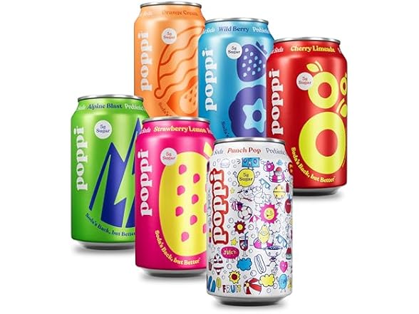 Poppi Sparkling Prebiotic Soda Variety, 12-Pack