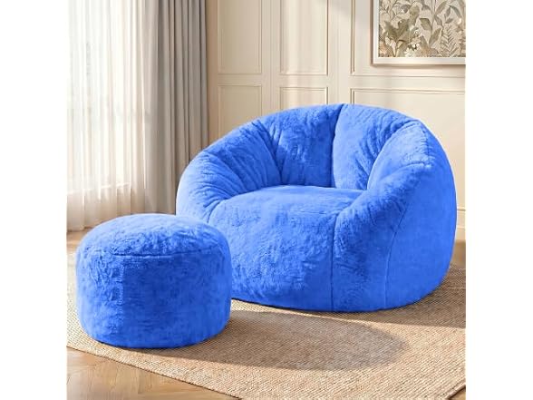 Shell-Shaped Bean Bag Couch w/Ottoman