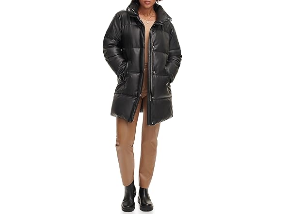 Levis Womens Faux Leather Puffer Coat