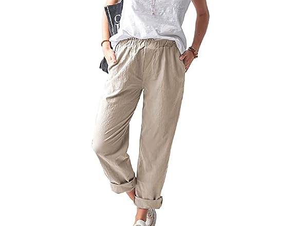 Wrolem Women (XL) Straight Pants Elastic Pants