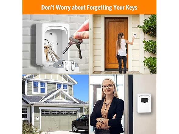 Key Lock Box Wall Mounted, White 2 Pack
