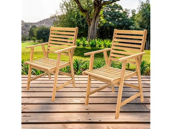 Sunnydaze Decor BOD-6322 2 Acacia Dining Chairs Brown - Gallery 2