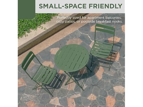 3-Piece Green Metal Folding Bistro Set - Gallery 5