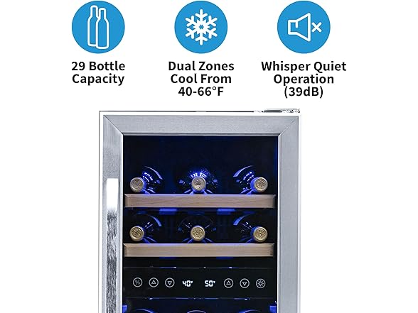 Newair Dual Zone Wine Fridge - 29 Bottles