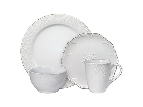 Pfaltzgraff French Lace White 16 Piece Dinnerware Set