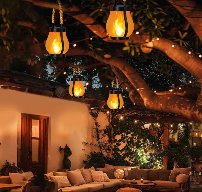 Solar Lanterns Outdoor w/ Ultra-Real Flame, 2 Pack - Gallery 15