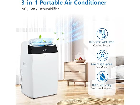 EcoExoplorer Portable Air Conditioner 3-In-1, 14000 BTU