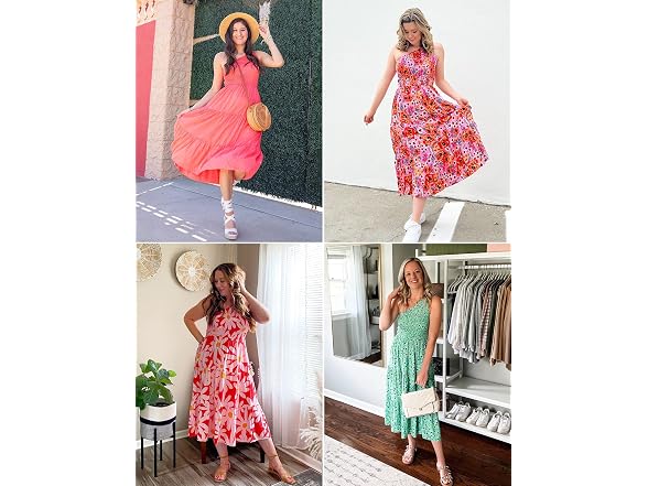 Zesica Women (XL) Summer One Shoulder Midi Dresses