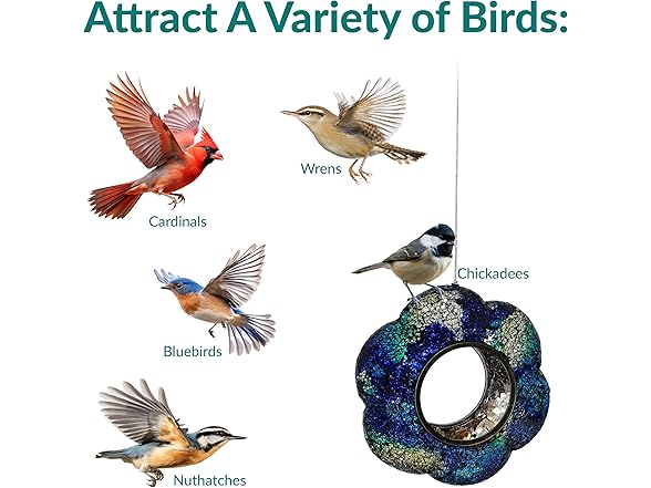 Sunnydaze 10-Inch Glass Mosaic Hanging Bird Feeder