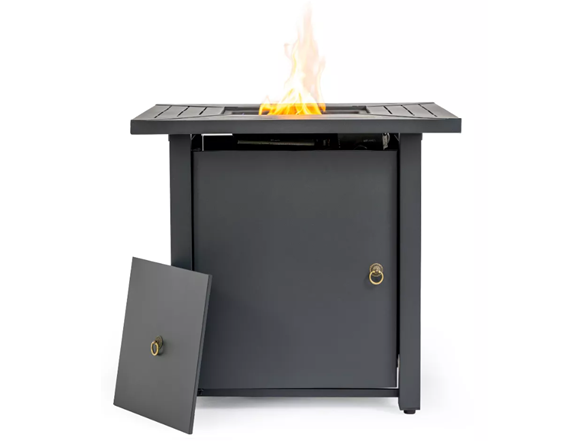 30" Sq Black Steel Fire Table – 50k BTU