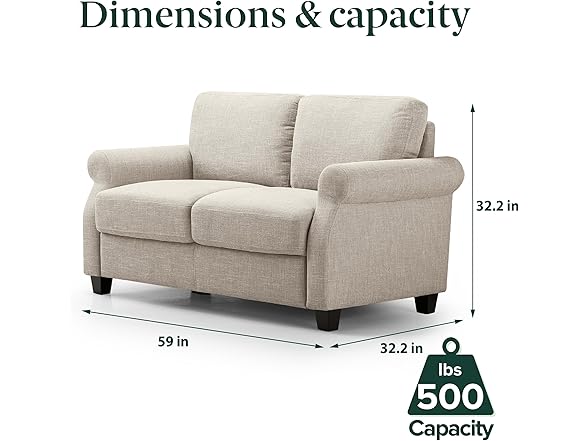 ZINUS Josh Loveseat Sofa