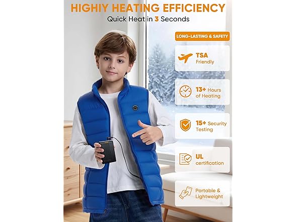 ORRNIKKO Kids Heated Vest (Blue, S)