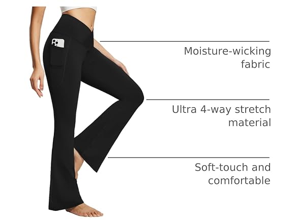 Baleaf Women (XL) Flare Leggings Pockets 32" Pants