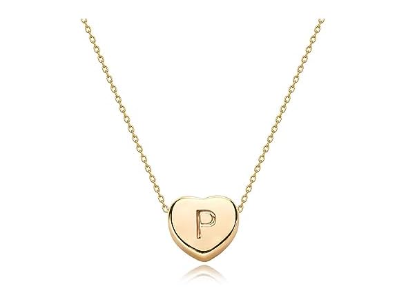 Tiny Gold Initial Heart Necklace (P)