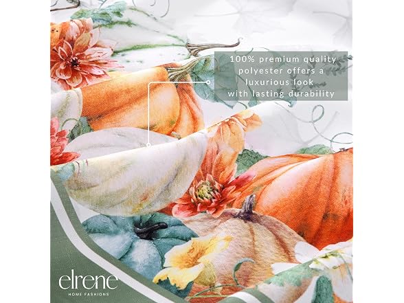 Threadmade Pumpkin Harvest Vine Double Border Tablecloth, Multicolor - 60" W x 84" L