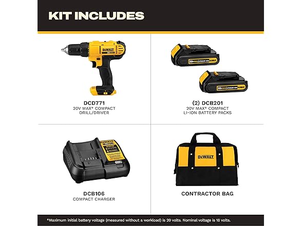 DEWALT DCD771C2 20V MAX Cordless Drill Driver