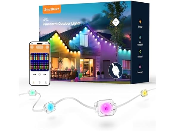 Brightown Permanent Outdoor Lights, 100Ft