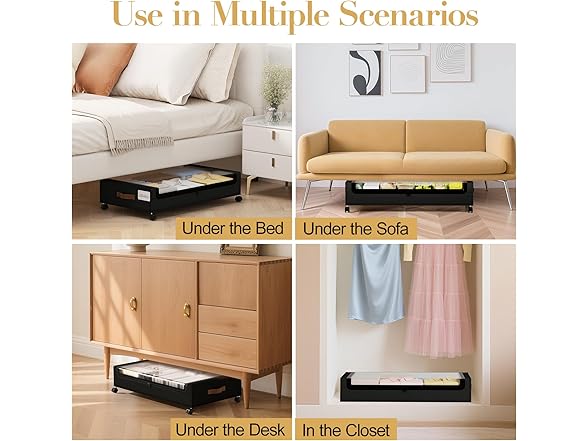 Black Under the Bed Storage 2 Pack
