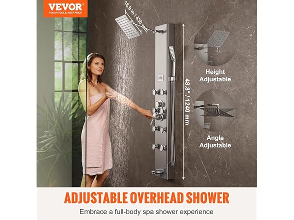 Shower Panel System, 5 Shower Modes, Digital