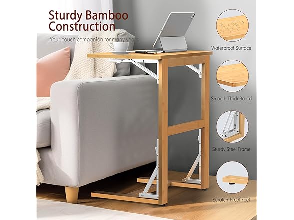Tatub 24'' Folding TV Tray Table, Foldable C Shape