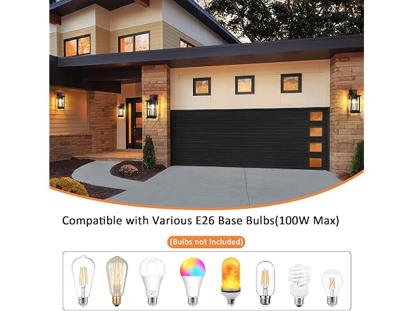 2-Pack Outdoor Wall Light Fixtures, Exterior Porch Lights, Black