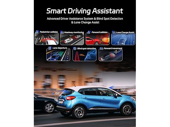 Pelsee P3 4K Dash Cam Front and Rear