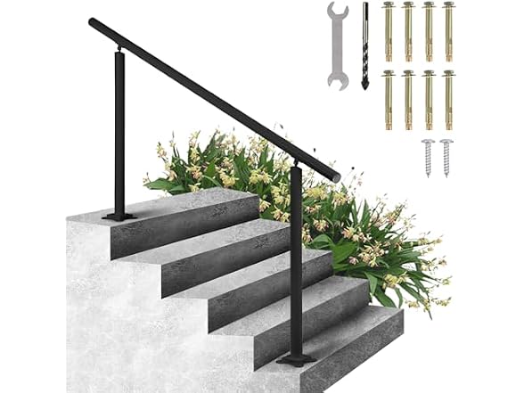 Outdoor Stair Railing Kit, 5 FT Handrails 0-5