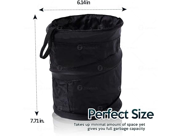 Zone Tech OR0011 Portable Car Trash Can Black