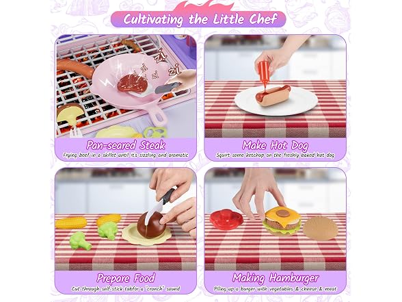 Kids BBQ Grill Playset with Smoke, Sound & Light