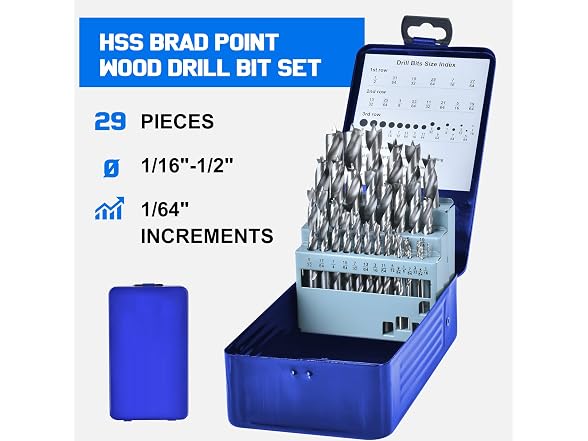Mozeyerh 29Pcs Brad Point Wood Drill
