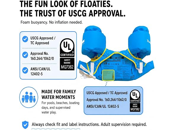 Dark Lightning Blue Toddler Swim Vest Ages 2-7