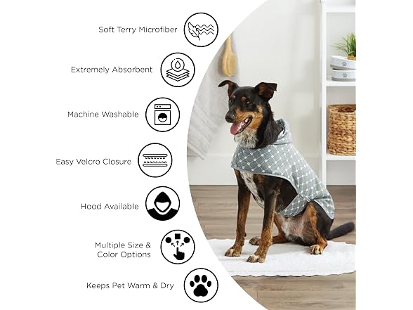 Bone Dry Pet Robe Collection, Embroidered