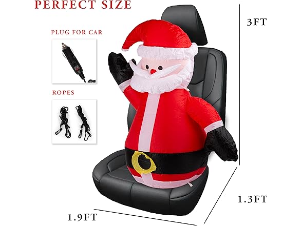 Zone Tech CR0001 Santa Blow-Up Décor for Cars Red