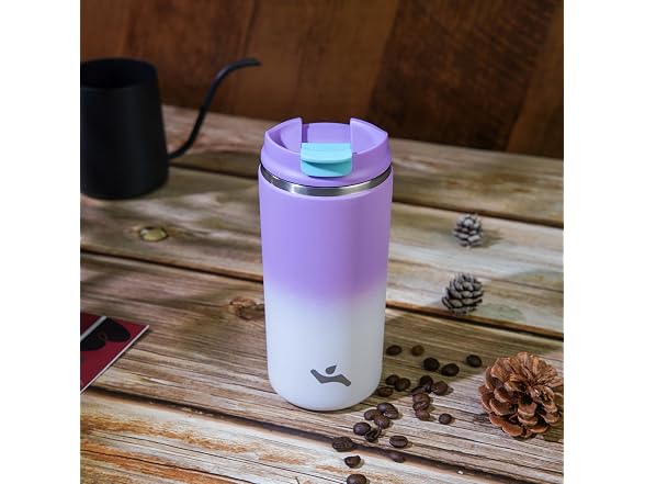 Konokyo 16oz Travel Coffee Mug PurpleWhite