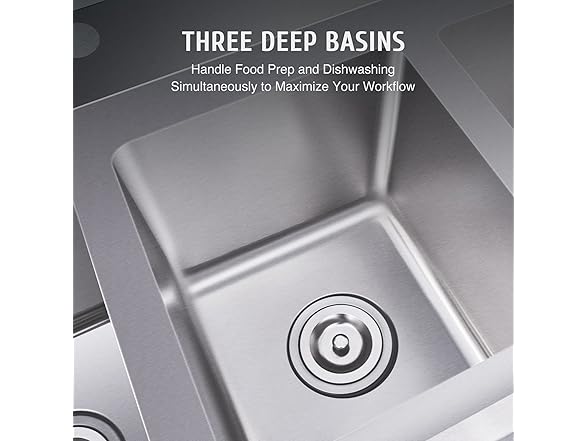 WILPREP NSF Stainless Steel 3 Compartment Commercial Sink 11x10x10 Inch Basins, Kitche Station Utility Sink for Restaurant Bar Home Laundry Room Garage (Open Box)