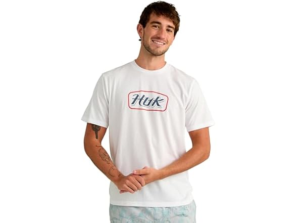 HUK Men's Short Sleeve Performance Tee Script